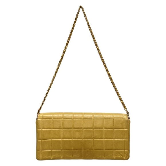 Auth CHANEL Chocolate Bar Beige Lambskin Shoulder Bag Gold hardware - Picture 2 of 15